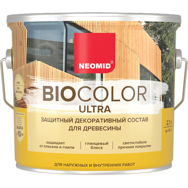 Защитный декоративный состав для древесины NEOMID BiO COLOR Ultra